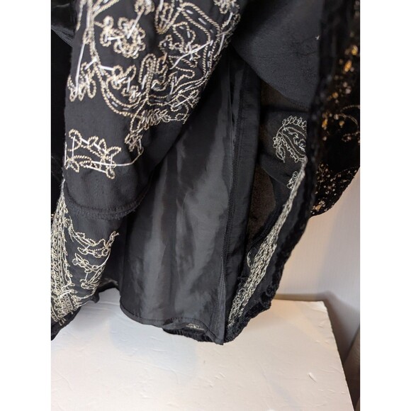 Carol Little Black Velvet Skirt10 Gypsy Peasant Sequins Hippie Boho Fairy Beaded - Picture 5 of 12